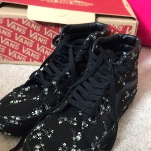 Custom floral sk8-high top vans NWOT never worn